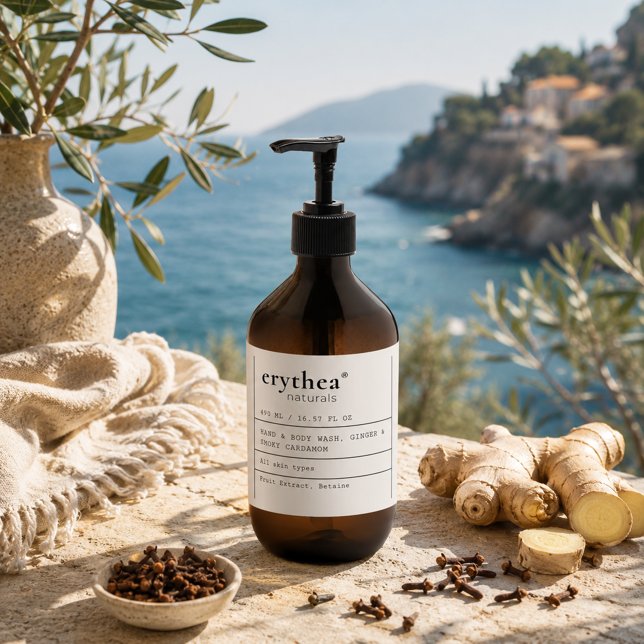 Hand & Body Wash, Ingwer & Rauchiger Kardamom 490 ml